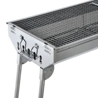 Outsunny Holzkohlegrill Standgrill Grill klappbar, Edelstahl, Silber, 73x33x71cm(m-8)