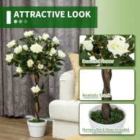 Outsunny Set of Two Faux Rose Trees - White(m-5)