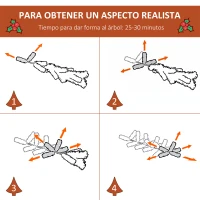 HOMCOM Árbol de Navidad Artificial 180 cm con 678 Ramas 53 Piñas y 53 Bayas Decoración Navideña para Interiores Verde(m-6)