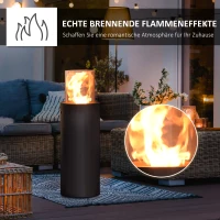 HOMCOM Ethanol-Kamin Bio-Ethanol-Brenner 0,4L 1 Std. Brenndauer 1000W kein Rauch Stahl gehärtetes Glas Schwarz 30 x 30 x 94 cm(m-5)