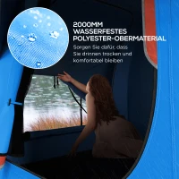 Outsunny Autozelt Campingzelt, 3 Türen, wetterbeständig, 239cm x 210cm x 210cm, Orange + Blau(m-6)