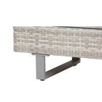 Outsunny Polyrattan-Lounge-Set für 4 Personen Couchtisch Beistelltisch Wetterbeständig Grau + Braun(m-9)