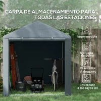 Outsunny Carpa para Herramientas Bicicletas y Motos 1,6x2,2x1,7 m con 2 Habitaciones Puerta con Cremallera Impermeable Gris(m-4)