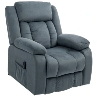 HOMCOM Aufstehsessel mit weichem Bezug, Recliner-Sessel mit Fernbedienung und Seitentaschen, Grau(m-10)