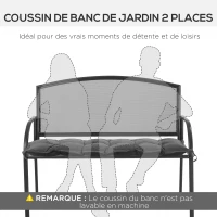 Outsunny Coussin d'assise pour banc de jardin rembourrage épais 100 x 40 x 10 cm, gris foncé(m-4)