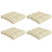 Outsunny 4-Piece Seat Cushion Pillows Replacement, Patio Chair Cushions Set with Ties for Indoor Outdoor, Beige(m-11)