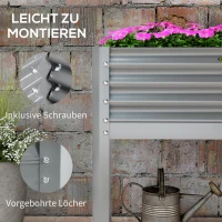 Outsunny Hochbeet Pflanzenbeet Pflanzkasten, wetterbeständig, 100 cm x 45 cm x 80 cm, Silber(m-6)