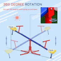 Outsunny Kids 360 Degree Rotating Metal Seesaw Swivel Teeter Totter Children's Playground Equipment for Garden Outdoor Indoor Swing, 2 Seats(m-4)