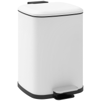 HOMCOM Bidone Immondizia da 12L a Pedale con Chiusura Silenziosa, in Metallo e PP, 24.5x32x34.5 cm, Bianco