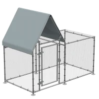 PawHut Walk In Chicken Run, Large Poultry Coop Cage Hen House Rabbit Hutch for 4-6 Chickens Outdoor Galvanized Metal Enclosure w/ Water-Resist Cover 200 x 105 x 172cm(m-9)