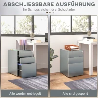 Vinsetto Aktenschrank, Rollcontainer, 2 Schubladen & Hängeregister, Schloss, Stahlgehäuse, 39x48x59 cm, Grau(m-4)