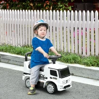HOMCOM Coche Correpasillos Mercedes ANTOS para Niños de +12 Meses Coche sin Pedales con Bocina Faros Compartimento de Almacenaje Respaldo y Protección Antivuelco 62,5x28,5x45 cm Blanco y Negro(m-2)