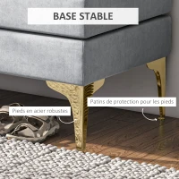 HOMCOM Banc bout de lit banquette coussins d'assise double pieds en acier design moderne 121 x 50,5 x 46,5 cm gris clair(m-5)