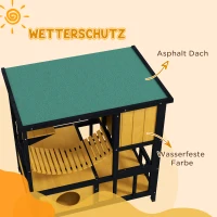 PawHut Katzenhaus Katzenhütte Katzenhöhle, wetterbeständig, 1 Rampe, 1 Plattform,  84,5 x 60 x 88 cm, Grün + Natur(m-5)