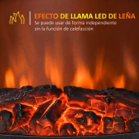 HOMCOM Chimenea Eléctrica 900W/1800W con Efecto de Llama Temperatura Ajustable y Protección Sobrecalentamiento Blanco(m-5)