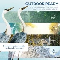 Outsunny Crane Garden Ornaments, 2 PCS Steel Garden Statue Set Gifts, Water and Rust Resistant Sculptures for Patio Pond Landscape Decoration, Multi-Colour(m-5)