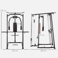SPORTNOW 3-in-1 Smith Machine with Dual Cable Pulley System, Chest Press Station, 17-Level Squat Rack and Barbell Bar(m-3)