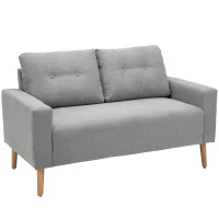 HOMCOM Canapé 2 Places Design scandinave dim. 145L x 76l x 88H cm Pieds Bois Massif Tissu Gris Clair(m-11)