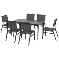 Outsunny Seven-Piece Steel Dining Set, with Aluminium-Top Table(m-11)