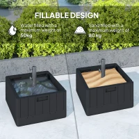 Outsunny Garden Parasol Base Outdoor Umbrella Stand with Wheels Handles, Garden Umbrella Base, Filled Up to 80kg with Stand or 50kg with Water for 38, 48 mm Poles, Black(m-5)