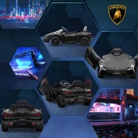 AIYAPLAY Lamborghini Revuelto Licensed 12V Ride on Car w/ Butterfly Doors, Transport Wheels, Suspension, Remote Control, Black(m-9)