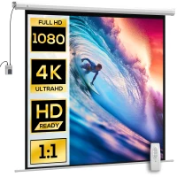 HOMCOM Telo Proiettore Motorizzato da 92 Pollici con Telecomando, in Plastica e Metallo, 189.5x8x189.5 cm, Bianco(m-1)