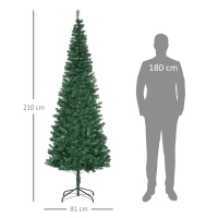 HOMCOM Weihnachtsbaum Kunsttanne künstlicher Christbaum, inkl. Standfuß, LED´s, 2,1 m, 1 Weihnachtsstern, Grün(m-3)