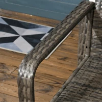 Outsunny 3 Pieces Rattan Bistro Set, Wicker Garden Furniture Set with Storage Coffee Table and Chairs, Thickened Cushions for Outdoor, Patio, Balcony, Grey(m-8)