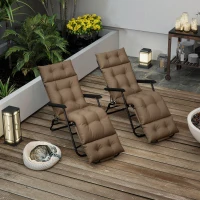 Outsunny Set of Two 190 x 56cm Sun Lounger Cushions - Khaki(m-9)