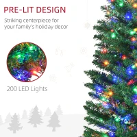 HOMCOM 7.5' Artificial Prelit Christmas Trees Holiday Décor with Colourful LED Lights, Pencil Shape, Steel Base(m-6)