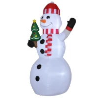 Outsunny Pupazzo di Neve Gonfiabile con Luci LED da Esterno e Interno con Gonfiatore, 93x83x180cm(m-10)
