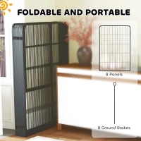 PawHut Eight-Panel Dog Playpen with Door, for Large Dogs, Indoors, Outdoors, 100cm Tall, Black(m-6)