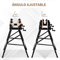 HOMCOM Banco de Trabajo Plegable Portátil con Tableros Ajustables Ángulo y Distancia 63,5x60,5x78 cm Madera Natural y Negro(m-6)