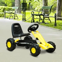 HOMCOM Children Pedal Go Kart Kids Ride On Bike Toy Scooter Manual Racing Rider Yellow(m-10)