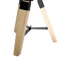 HOMCOM Lámpara de Mesa Moderna y Original con Base Trípode de Madera y Pantalla de Tela Lino para Salón o Dormitorio 24x24x45cm E27 Máx. 40W Crema(m-9)