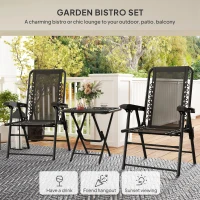 Outsunny Three-Piece Garden Table and Chair Set - Black(m-4)