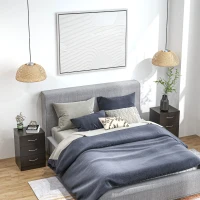 HOMCOM Bedside Cabinet with Drawer and Shelf, White Bedside Table for Bedroom, Living Room, Nightstand Side Table with Metal Rail Set of 2(m-2)