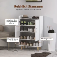 HOMCOM Schuhschrank, Schuhregal mit Türen und Regalen, für Flur, moderne Schuhkommode, Schuhablagen, 60 x 30 x 92 cm, Weiß(m-4)