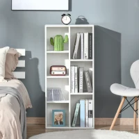 HOMCOM Estantería para Libros Librería de Madera con 7 Compartimentos de Almacenaje Plantas Archivos para Sala de Estar Dormitorio Oficina 50x24x106 cm Blanco(m-4)