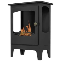 HOMCOM Chimenea de Etanol 7000BTU Chimenea de Bioetanol de Acero Tanque de 1,2 L Tiempo de Combustión 3H 39x26x54 cm Negro(m-10)