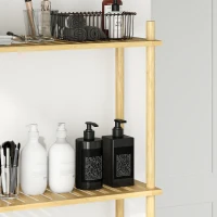 HOMCOM Mobile Sopra WC a 3 Ripiani a Doghe Salvaspazio in Bambù, 63.5x25.5x181 cm, color Legno(m-9)