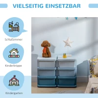 HOMCOM Aufbewahrungsbox für Kinder, Kinder-Aufbewahrungsbox, 3 Schubladen, Blau(m-5)