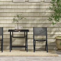 Outsunny Ensemble salon de jardin 2 personnes 2 chaises et 1 table pliantes pour l'Extérieur cadre en Aluminium, Gris anthracite(m-9)