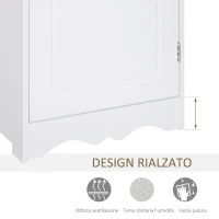 HOMCOM Mobiletto del Bagno a Torre 3 Ripiani Regolabili su 3 Livelli e 1 Ampio Armadietto Inferiore Manopole sull'Anta MDF Bianco 40x23x160cm(m-7)