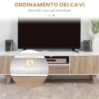 HOMCOM Mobile Porta TV Con Ante e Cassetto, Mobiletto da Salotto per TV fino a 72''in MDF, 160x40x45cm Bianco e Legno(m-4)