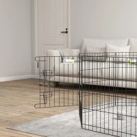 PawHut Parque de Juegos para Perros 8 Paneles 61x61 cm Plegables Jaula Metálica para Mascotas con Puerta y Doble Cerradura para Jardín Patio Exterior Negro(m-9)