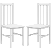HOMCOM 2er-Set Küchenstühle Esszimmerstühle Stühle, Massivholz, modernes Design, 38, 5 cm x 47,5 cm x 99 cm, Weiß