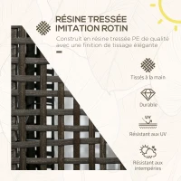 Outsunny Lampe à poser luminaire LED de jardin solaire en résine tressée imitation rotin - 21 x 21 x 78 cm gris(m-4)