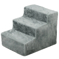 PawHut Faltbare Haustiertreppe, 3 Stufen, waschbarer Plüschbezug, Spanplatte, 46 x 35 x 35 cm, Hellgrau
