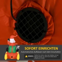 HOMCOM Aufblasbare Weihnachtsdeko, Weihnachtsmann mit Schlitten und Rentier, mit LED-Lichtern, für den Garten(m-6)